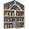 tectake® Scaffale da Parete Mylittle Story, 12 Ripiani in Legno Massiccio con Banda Magnetica, Parete MDF con Rivestimento Melammina, Angoli Arrotondati, Piedistallo Incluso - Antracite