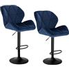 WOLTU Sgabelli Cucina con Schienale Set 2, Regolabile, Velluto Blu