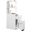 EUGAD Mobile da Bagno Stretto, Mobiletto da Bagno Salvaspazio con 2 Cassetti, 2 Ripiani, Mobiletto Bianco per Cucina, Soggiorno, in Legno, 19x45x113 cm