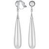Bling Jewelry Moderna Sposa Geometrica Sottile Lungo Off Colonna Bianca Simulato Perla Penzolante Chandelier Clip-On Orecchini Per Le Donne Adolescenti Placcato Argento