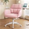 YOUDENOVA Sedia da Ufficio, Sedia da Trucco Regolabile in Altezza, Sedia per Home Office Girevole a 360°, Sedia da Toeletta per Camera da Letto di Ragazza, Velluto Rosa