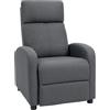 HOMCOM Poltrona Relax Imbottita con Schienale Reclinabile 135° e Poggiapiedi Estraibile in Lino, 69x87x100.5 cm, Grigio