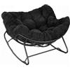 WOLTU Sedia a Dondolo a Forma di Uovo, Poltrona Relax con Gambe Curve, Struttura in Metallo e Cuscino in Ciniglia, Portata 150 kg, per Salotto e Balcone, Nero