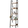 WOLTU Libreria a 5 Ripiani, Scaffale con 4 Ganci Industriale, Scaffale a Scala in MDF e Metallo per Soggiorno, Cucina, Studio, Ufficio,Nero,40x36x170cm RGB9289hov