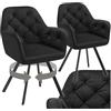 tectake® Set da 2 Poltrona Girevole in Velluto, Sedia Sala da Pranzo con Braccioli, Seduta e Schienale Ergonomici, Rotazione a 180°, Sedia Moderne con Gambe in Acciaio - Nero