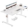 TRIUMPHKEY Scrivania Elettrica Regolabile in Altezza, 160 x 80 cm, 3 Funzioni Memoria, Porta USB, Con 2 ganci, Tavola Splice Standing desk, In Piedi Adatta Per Casa E Ufficio, Bianco+Bianco
