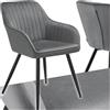 tectake® Sedie da Pranzo Effetto Velluto Trapuntato, Elegante, Imbottitura Schiuma Alta Densità, Gambe in Acciaio, Montaggio Semplice - Grigio/Nero, 1 Sedia