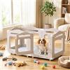 MAMIZO Recinto per Cani Acrilico 126 × 68 cm, Box per Cuccioli con Ruote e Base, Box per il Parto Cani con Cuscinetto Impermeabile, 5+1 PCS Pannelli Parco per Cani adatto Appartamento, Grigio Caldo