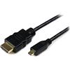 StarTech.com Cavo Micro HDMI a HDMI con Ethernet da 2m, 4K 30Hz, Cavo adattatore/convertitore durevole ad elevata velocità Micro HDMI Tipo D a HDMI 1.4, Monitor/TV/Display UHD HDMI, M/M (HDADMM2M)