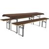 Brandsseller Set Birreria 3 Pezzi - 2 Cuscini Imbottiti per Panche 220x25 cm e 1 Tovaglia 240x70 cm - Ideale per Sagre, Giardino, Feste all'Aperto - Marrone