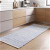 Casa Service ARPO Tappeto in Cotone Lavabile in Lavatrice Antiscivolo per Bagno e Cucina, Beige Blue, 50x80 cm