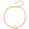 SINGULARU - Bracciale Single Letter. Argento Sterling con Finitura Placcata Oro 18Kt. Catena Elegante con Motivo Iniziale. Gioielli da Donna. Lettera V