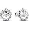 PANDORA Timeless Orecchini a bottone in argento Sterling con zirconia cubica trasparente, Borchie