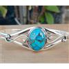 Rame Gemma Pietra Turchese 925 Argento Sterling Fatto a Mano Bracciale