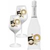 BRANDGIFT.IT Bottiglia Personalizzata 50 ° Anniversario Matrimonio Santero 958 Spumante Extra Dry + Due Calici Personalizzati Abbinati e Pack In Cartone