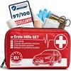 Upgrade4cars 2 x Upgrade4cars Kit di Pronto Soccorso 2026 per Auto Casa Viaggio Trekking ecc. Cassetta Medica Primo Soccorso Completo Portatile Rosso Borsa di Emergenza Completa per tutta Europa