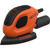 Black+Decker BEW230K-QS Disco abrasivo triangolare Mouse 55 Watt piastra 133 x 95 mm adattatore per aspirapolvere fissaggio in velcro, 6 carta abrasiva + 12 punte di carta vetrata di ricambio valigia