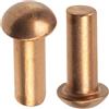 AERZETIX Set di 12 rivetti pieni in rame Ø6x16 mm/testa semitonda
