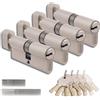 Generico Set 4 Pezzi Cilindro per Serrature in Ottone 45/45mm, Cilindro con Pomello, Viti e Chiavi Incluse, Montabile Facilmente, Serratura per Porte e Garage, Chiave Unica, Lunghezza 90mm