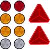 BEIJISTAR Catarifrangente Rimorchio, 2 x Catarifrangente Autoadesivo Triangolare Rosso, 2 x Rosso 4 x Giallo 2 x Bianco Catarifrangente Autoadesivo Tondi, per Camion Rimorchio RV Caravan