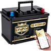 PUPVWMHB LiFePO4 12 V 100 AH batteria auto 100 A BMS oltre 5000 volte ciclo basso, batteria al litio 1280 W, protezione da spegnimento a bassa temperatura per camper, campeggio, barca,