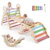 VEVOR Set Triangolo Pikler Struttura Arrampicata 9 in 1 per Bambini Piccoli, Portata 68 kg uso Interno, con Xilofono Cuscino Triangolo Arco e Rampa, Set Montessori Pieghevole per Crescita Equilibrio