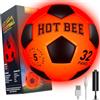 Hot Bee Palloni da calcio, Pallone da Calcio Luminoso, Pallone Futsal, Calcio a 5 Footballs, Pallone da Calcio Allenamento, Pallone da Calcio LED Illuminato per Giovani e Bambini Unisex -Arancione