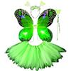 Generic Costume Farfalla Bambina - Costume Fatina 4Pcs Fata Ragazza Vestito Principessa Farfalla con Ali Bacchetta tutù Cintura per i Capelli per Ragazze Bambina Feste a Tema Carnevale