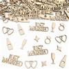 MQIAN 80pz Coriandoli Matrimonio in Legno, Decorazione Tavolo Matrimonio, Coriandoli Justi Married Cuore per Centrotavola Nozze Anniversario