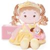 LeyaDoll Bambola Morbida per Bambini (40 cm), Prima Bambola in Stoffa per Bambina di 1 Anno, Regalo di Compleanno e Natale, Giocattolo di Peluche per Neonati e Bambini -Sunny-and-Her-Pet-Dog