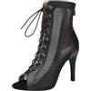 POIUIYQA Heels Dance Class Bootie - Sandali con tacco alto, con décolleté sexy, in rete, con tacchi alti, sandali con lacci e bocca di pesce, scarpe da ballo, da donna, comode, sandalo 10 cm