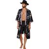 BABEYOND Kimono da uomo pied de poule - Pigiama lungo in raso da notte da uomo Abiti da notte alla moda Camicia da notte in seta, Nero , S
