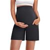 G4Free Pantaloncini premaman con tasche sopra la pancia, elasticizzati, pantaloni da yoga per gravidanza, allenamento atletico, 15,2 cm, 25,4 cm, nero, S
