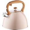 FLORINA Frank Kettle (2.5 Litres) I Stainless Steel Tea Kettle I Whistling Kettle with Wooden Handle I Automatic Whistling I Kettle for Induction Cooker, Gas Hob and Electric Hob I Colour: Brown Matt