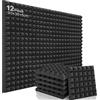 Soundsbay Pannelli Fonoassorbenti Piramidali 12 Pezzi Nero 30x30x5cm | Alta densità per Trattamento acustico Podcasting, Studi di Registrazione, Pannello fonoassorbente