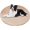 Waigg Kii Tappetino rotondo per cani, in velluto corallo, morbido e antiscivolo, per cani di taglia grande, anti-ansia, per cani di piccola taglia media e grande (rotondo 80 cm, beige)