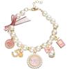 Mioaoa Collari di perle per cani rosa Collana di perle per animali domestici Collana con fiocco carino per cani da principessa, accessorio per cuccioli, gioielli per gatti, collana regolabile (S)