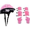 Pegciuho Set di Protezioni per Bambini Composto da Casco, Gomiti, Polsi E Ginocchia per Pattinaggio a Rotelle E Ciclismo, Rosa
