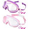 guloeuo Occhialini da nuoto per bambini, anti-appannamento, protezione UV, grandangolari, clip per naso e tappi per le orecchie, regolabile, per bambini, piscina, immersioni, lago, sport