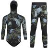 GUOCU Muta da Uomo a Maniche Lunghe, 2 Pezzi in Neoprene 3mm Muta Mimetica con Cappuccio Integrato per Pesca Sub in Apnea, Snorkeling, Surf, Immersioni Subacquee - Giacca e Pantalone Completi XXL