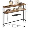 VASAGLE Tavolo Consolle, Tavolo Stretto a 2 Ripiani Portaoggetti, 20 x 100 x 80 cm, per Soggiorno, Corridoio, Ingresso, Marrone Vintage e Nero Inchiostro LNT136KD01