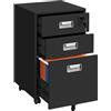 Yaheetech Cassettiera da Scrivania con 3 Cassetti Salvaspazio Archivio Schedario Portadocumenti Mobiletto da Ufficio Rimovibile con Ruote per Ufficio Studio (Nero)