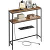 VASAGLE Tavolo Consolle, Tavolo Stretto a 2 Ripiani Portaoggetti, 20 x 80 x 80 cm, per Soggiorno, Corridoio, Ingresso, Marrone Vintage e Nero Inchiostro LNT135KD01