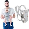 IULONEE Bambini Marsupi Baby Carrier Mani Libere Ergonomico Portabebè Marsupio Neonati Ultraleggero Portare il Bambino per 3-36Mesi Bambino Grigio
