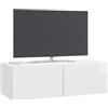 vidaXL Mobile Porta TV da Muro Bianco Lucido 98 x 41 x 30 cm, Salotto, Unità moderna per intrattenimento, Consolle TV rettangolare, Armadietto da parete spazioso e stiloso