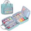Luxja Borsa da Cucito con Folio Open Design, Borsa per Kit da Cucito con Tasche Versatili, Blu