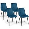 IDMarket - Set di 4 sedie da pranzo MILA in velluto blu