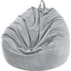 BUAOGDVG Poltrona Sacco Bambini 70 x 80 cm (Senza Ripieno), Velluto a Coste Pouf Sacco, Blu Cielo Bean Bag Chair per Soggiorno/Camera/Gaming, perfetta per Adulti e Adolescenti(Grigio Chiaro,85x110cm)