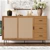 BXEYXE Credenza con 2 ante scorrevoli e 3 cassetti con ripiani regolabili, credenza in stile country, adatta per soggiorno e sala da pranzo. Dimensioni: larghezza 140 x altezza 91 x 37 cm