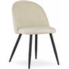 NMK HOME Sedia Velluto Imbottita Ergonomica Metallo Beige